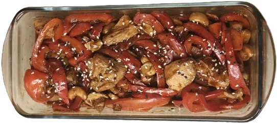 Poulet sauté aux poivrons et graines de sésame